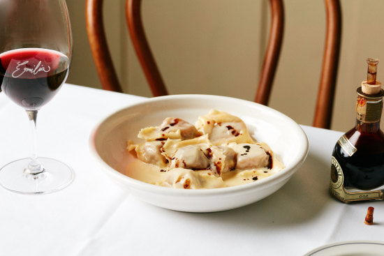 Prosciutto and mortadella filled tortelloni.
