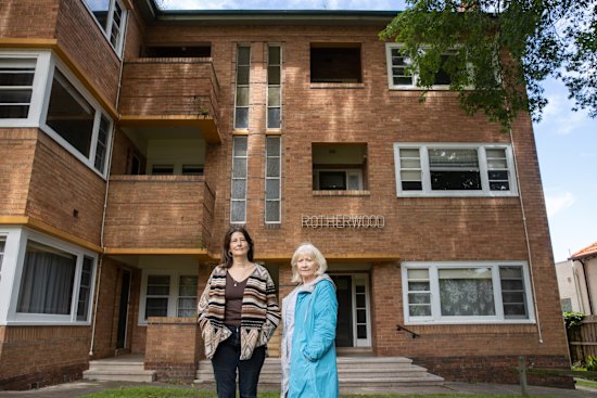 Heritage advocates Christina Branagan and Sandra Alexander at the Rotherwood Flats on Riversdale Road, Camberwell.