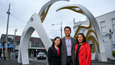 Brimbank mayor Jasmine Nguyen, Maribyrnong mayor Anthony Tran and Yarra councillor Claudia Nguyen.