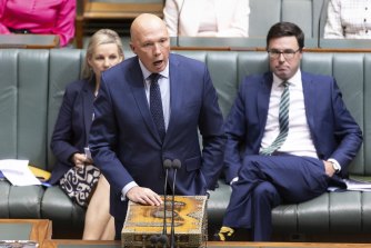 Opposition Leader Peter Dutton interrogates the Prime Minister about the fuel excise and cost of living. 