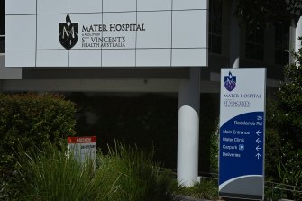 The Mater Hospital in North Sydney where there has been an outbreak of 14 COVID-19 cases.