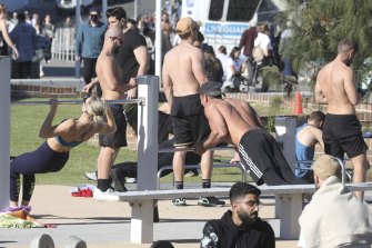 There were small crowds of people at Bondi beach today.
