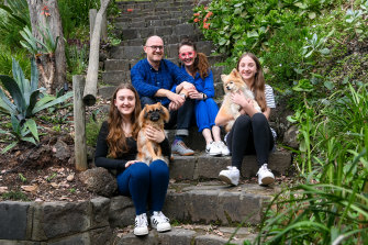 Eltham teacher Luke Herring, Inbar Niv (who works at Orygen Youth Health) and daughters Mia and Poppy (with dogs Ziggy and Pretzel) are very much looking forward to simple post-lockdown pleasures.