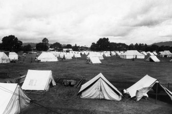 A more formal quarantine camp at Albury Showgrounds during the Spanish Flu pandemic in 1919.