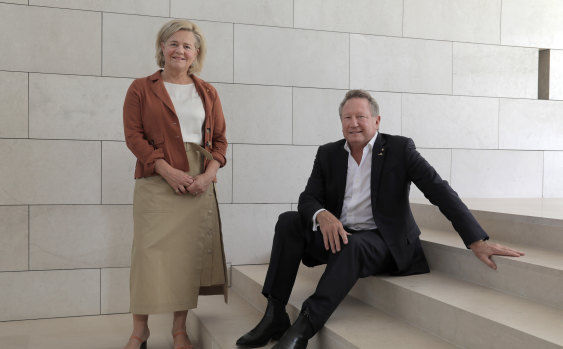 Andrew Forrest with his wife Nicola in Perth.