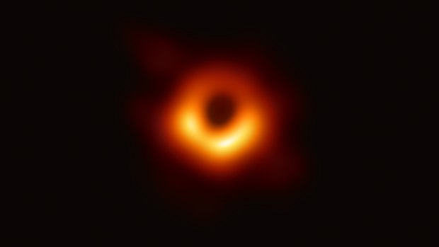An image provided by the Event Horizon Telescope Collaboration shows the first image of a black hole, from the galaxy Messier 87, 55 million light years from Earth in the constellation of Virgo.
