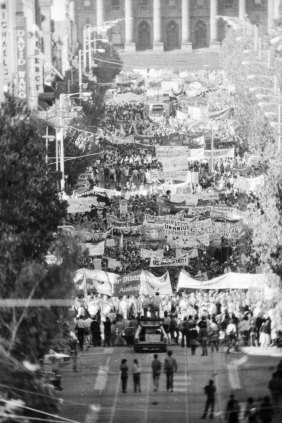 Nuclear disarmament rally in Melbourne in 1982.