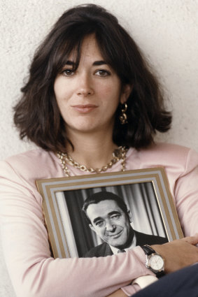 Ghislaine Maxwell with a photo of her father, Robert, in 1991.