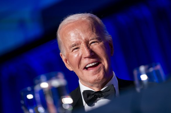 US President Joe Biden during the White House Correspondents’ Association (WHCA) dinner in Washington.