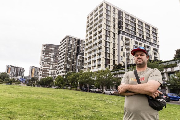 Jason Johnston rents an apartment at Lachlan’s Line at Macquarie Park, which is at risk of collapsing due to “serious damage” to the concrete in its basement.  