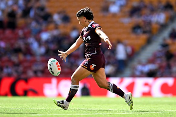 Gayle Broughton in action for the Broncos at Suncorp Stadium on Sunday.