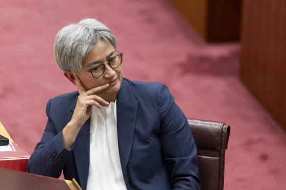 Foreign Minister Penny Wong in the Senate today.