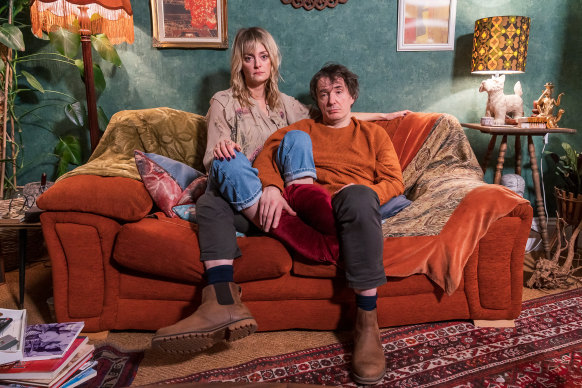 A sardonic sitcom about intimacy: Morgana Robinson and Dylan Moran in Stuck.