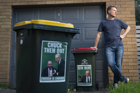 Hornsby Shire Council has warned Asquith resident Peter Rickwood about the stickers on his bins. 