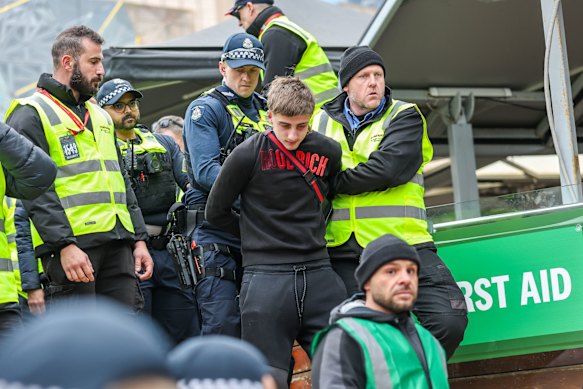 A fan was removed from Federation Square on Friday morning.