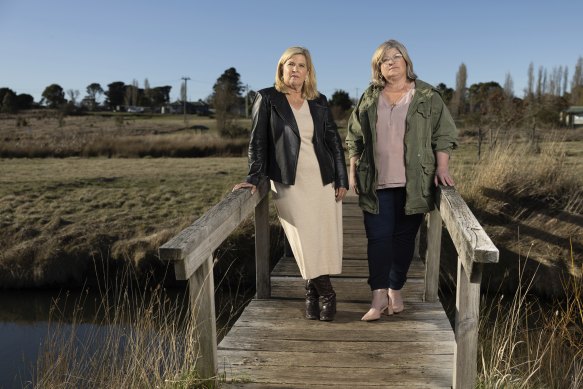 Tanya Higgins (right, pictured with neighbour Bronnie Taylor) was targeted by Thaler in his social media posts.