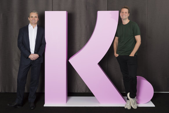 CBA chief Matt Comyn and Klarna boss Sebastian Siemiatkowski in January 2020.