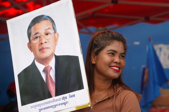 Hun Sen supporters in Phnom Penh.