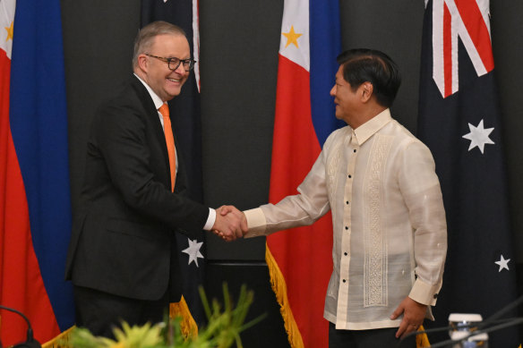 Prime Minister Anthony Albanese meets with Philippines President Ferdinand R Marcos jnr at the presidential palace in Manila.