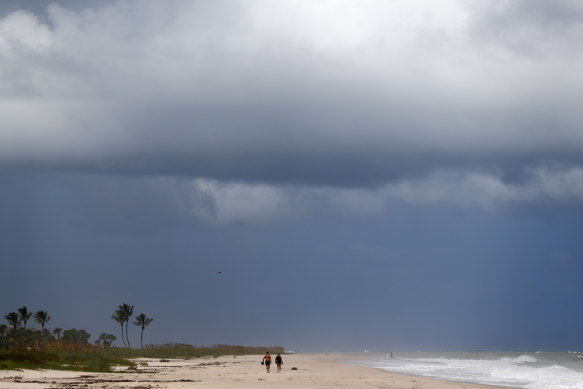 The largely deserted Vero Beach in Florida on Sunday.