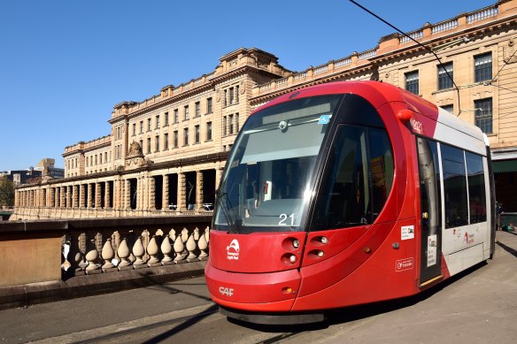 Sydney Light Rail outside Central Station.