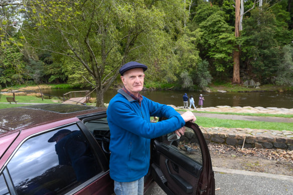 Jeffrey Gill with his car in Warburton, wher<em></em>e the council will soon introduce a paid parking trial. 