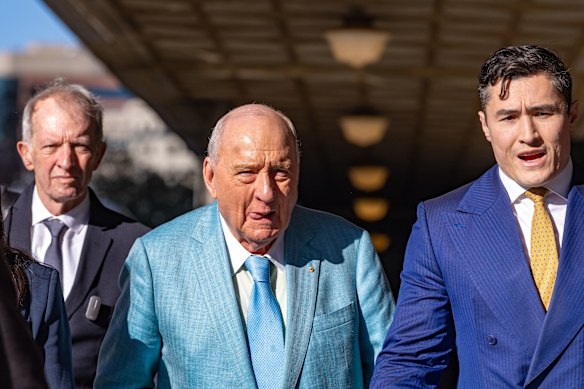 Alan Jones outside the Downing Centre Local Court on Wednesday.