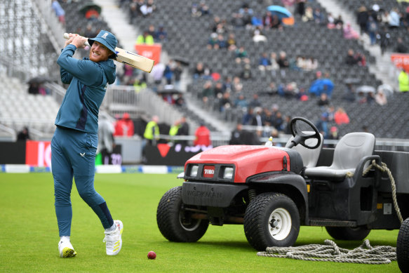 Ben Stokes puts on a brave face on day five.