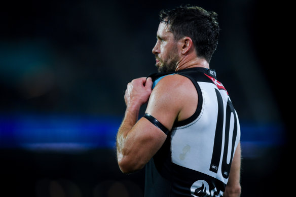 Travis Boak during Port Adelaide’s second semi-final against GWS.