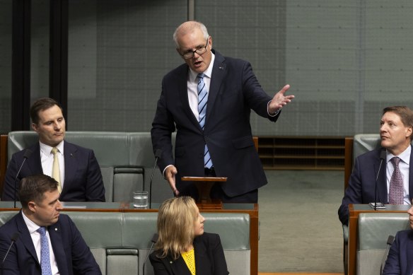 Former prime minister Scott Morrison during his valedictory speech.