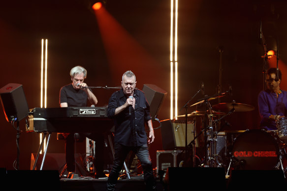 Don Walker and Jimmy Barnes of Cold Chisel perform at The Entertainment Quarter on Friday night.