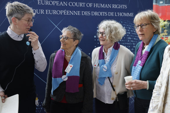 Swiss members of Senior Women for Climate gather after the European Court of Human Rights’ ruling,