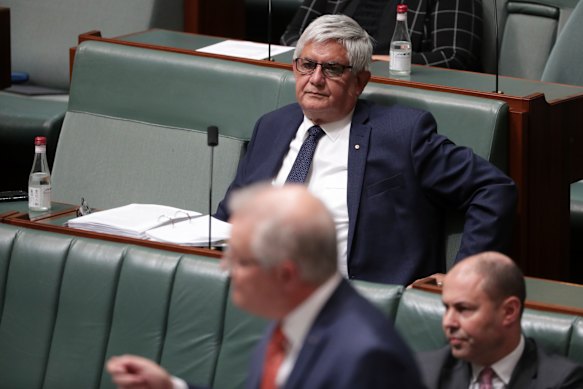 Under pressure: Minister for Indigenous Australians Ken Wyatt listening as Prime Minister Scott Morrison speaks during question time on Thursday. 