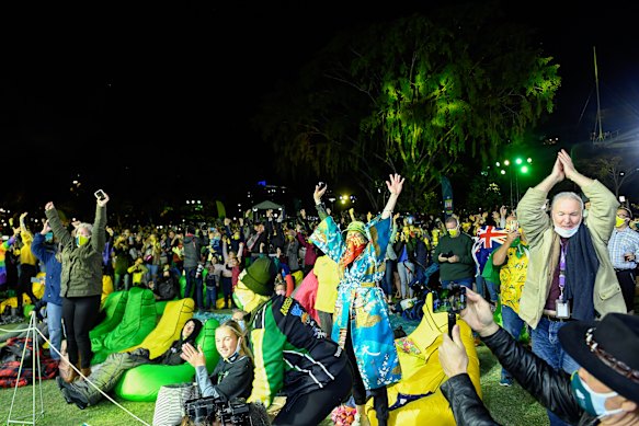 Crowds rose as one when news filtered through from Tokyo.