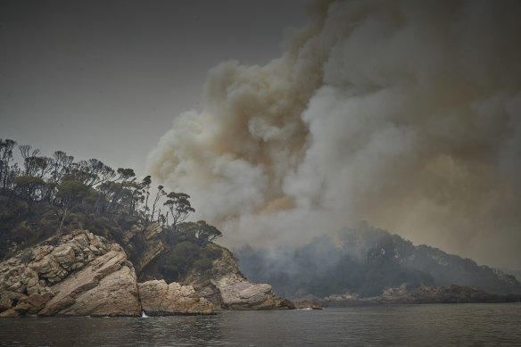 Smoke at Eden, on NSW's South Coast, on Thursday. 