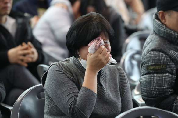 A relative of a passenger at Muan International Airport on December 30, 2024.