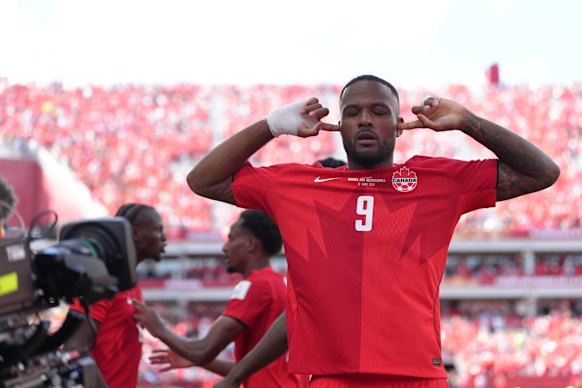 Canadian fans will be recreating this celebration from Cyle Larin if they concede a goal in the final minutes of the match.