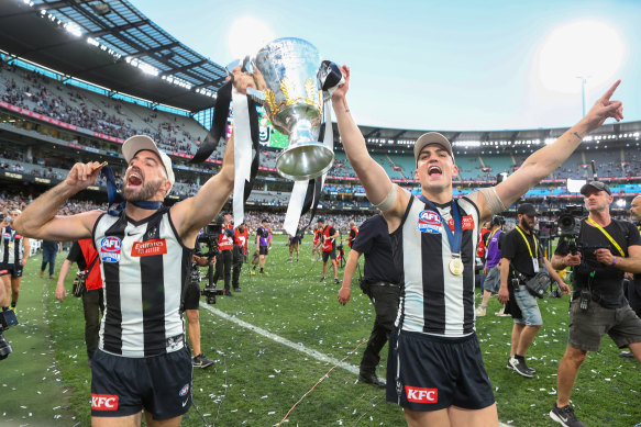 Steele Sidebottom and Brayden Maynard enjoy victory.