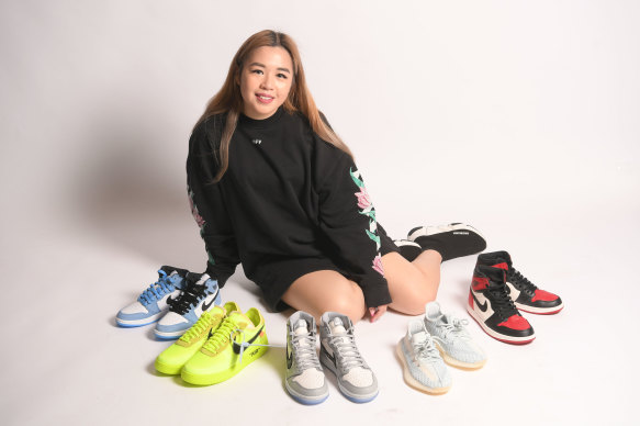 Fast money ... Sneaker trader Ivana Lim with some of her collection.