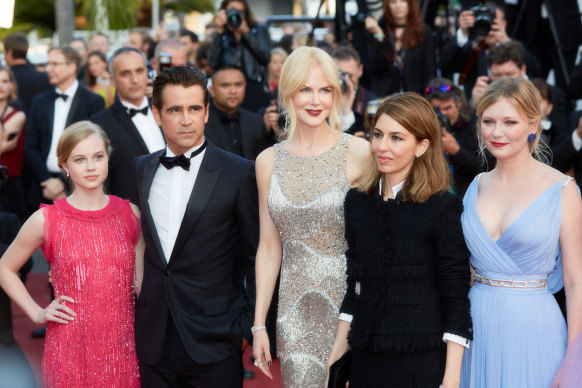 Rice (at left) at the Cannes Film Festival in 2017, with The Beguiled’s cast – including from left, Colin Farrell, Nicole Kidman, director Sofia Coppola and Kirsten Dunst.
