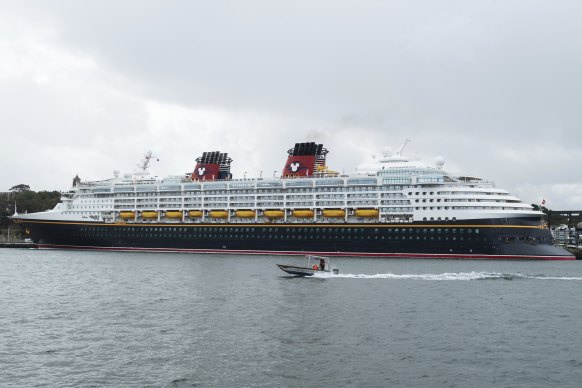 Disney Wonder at Sydney’s White Bay Cruise Terminal on Friday.