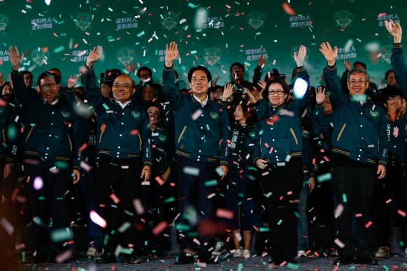 Taiwan’s pro-democracy party celebrates its victory in the country’s elections over the weekend.