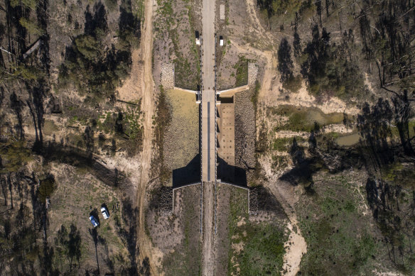 The Koondrook-Perricoota flood management project as seen from a drone above.