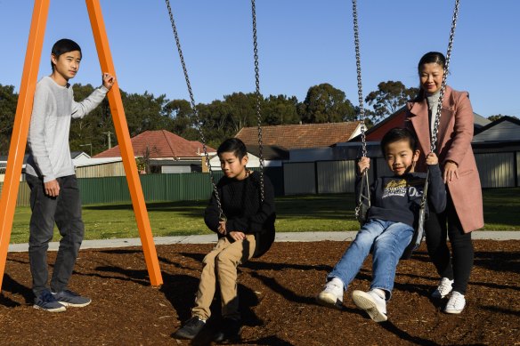EY consultant Nancy Lu with her three sons.