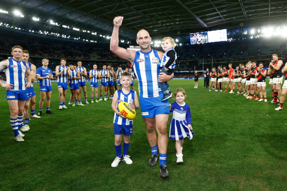 That’s it: Ben Cunnington farewells the fans.