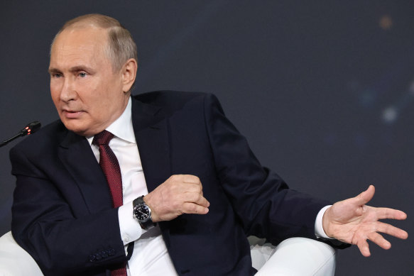 Vladimir Putin, pictured here on June 5 at an economic forum, has denied he owns a palace on the Black Sea, as alleged by Navalny. 