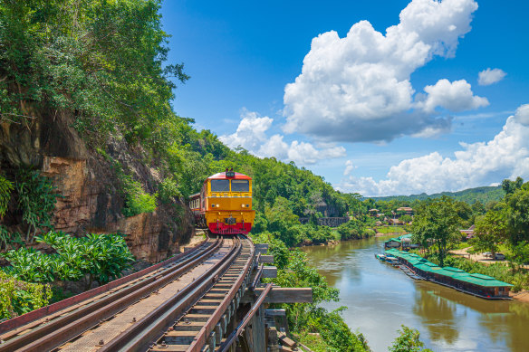 Views over Kwai Noi River on one of Kanchanaburi’s steam trains.