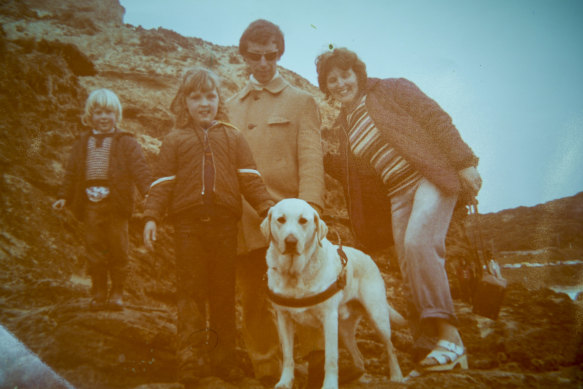 Between them Pete and Pearl Sumner - seen here in the 70s with their two children - have had nine guide dogs.