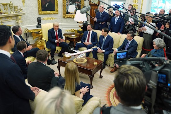 President Trump met NATO Secretary General Mark Rutte and was joined by Vice President J.D. Vance, Secretary of State Marco Rubio, Defence Secretary Pete Hegseth and White House chief of staff Susie Wiles.