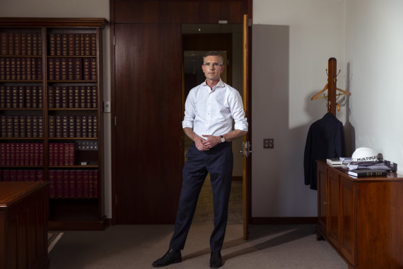 Dominic Perrottet in his office at NSW Parliament.